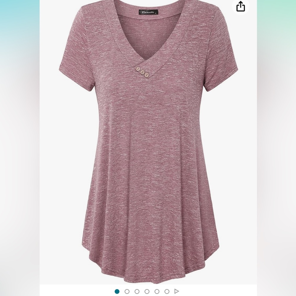 Vinmatto Women's Summer Short Sleeve V Neck Flowy Plus Size Tunic Top XL pink